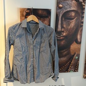 Gingham blue & white button down